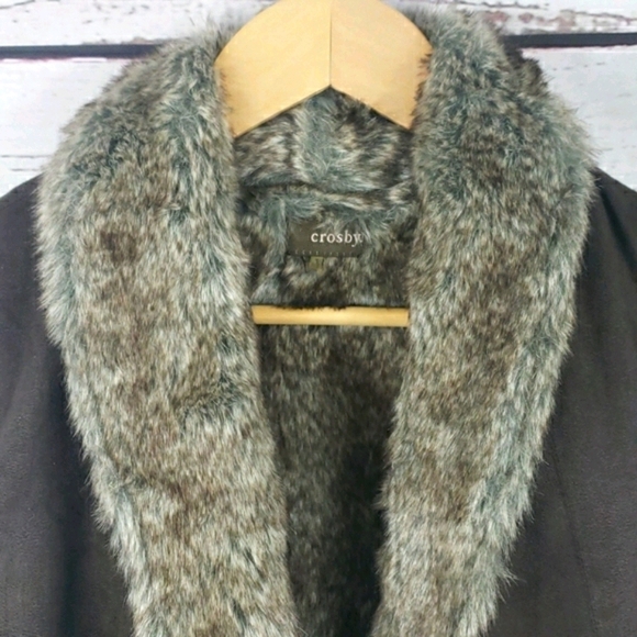 CROSBY Faux Fur Seude Vest Brown Size S - Picture 3 of 11